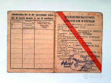R.S.I. Beschäftigungsausweis Certificato d'Impiego
