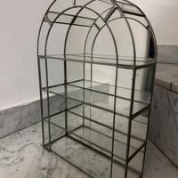 Vetrina a cupola in vetro e metallo con specchio
