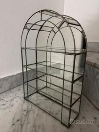 Vetrina a cupola in vetro e metallo con specchio