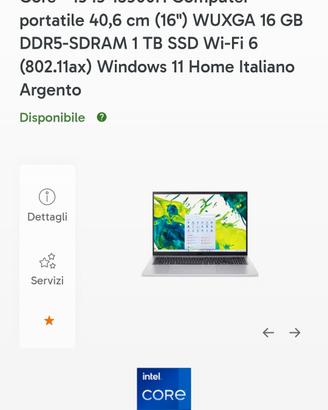  Acer aspire go i9 1tb 16 Nuovo