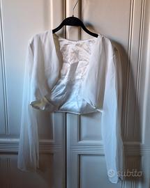 Bolero/Coprispalle Elegante Bianco/Panna - Chiffon