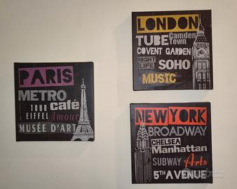 Set Quadri vintage IKEA Londra Parigi NewYork