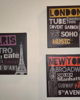 Set Quadri vintage IKEA Londra Parigi NewYork