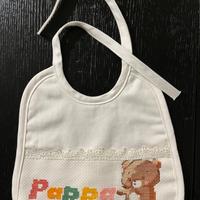 Bavaglino puro cotone, ricamo punto croce