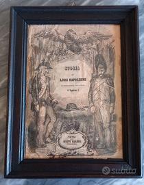 Stampa antica con uniformi napoleoniche e cornice