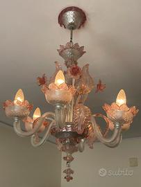 Lampadario a foglia Murano