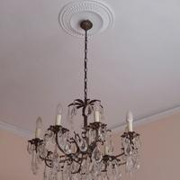 2 Lampadari in ottone e cristallo 