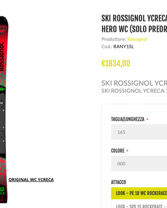 ROSSIGNOL SL 165 Y GRECA COPPA DEL MONDO