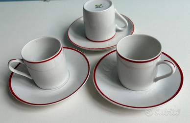 Servizio 3 tazzine caffè  bordino rosso
