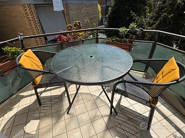Set da esterno tavolo rotondo + 2 sedie