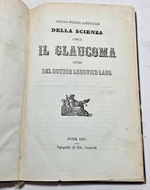 Libro 1863 Lang Sullo Stato Della Scienza Glaucoma