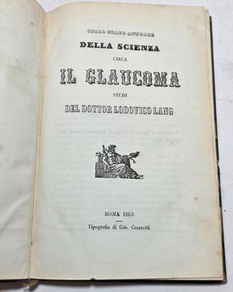 Libro 1863 Lang Sullo Stato Della Scienza Glaucoma