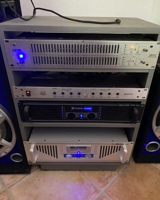 Rack audio completo (2 ampli-equalizz-splitter)