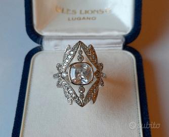 Anello in stile Liberty zirconi oro diam. 18, 1 mm