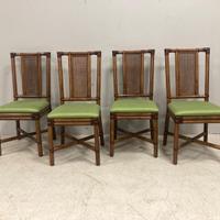 4 SEDIE RATTAN TESSUTO VERDE STILE SMANIA 70s