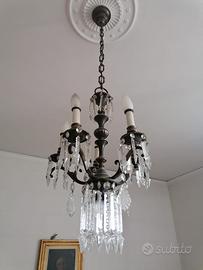 Lampadario Vintage in cristallo a 4 luci classico