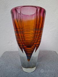 Scultura Vaso Vintage in Vetro Sommerso e Molarato