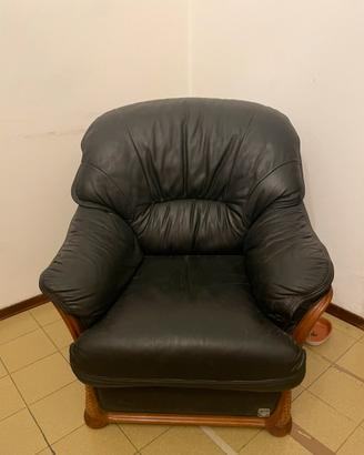 Coppia di poltrone vintage in pelle nera