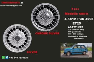 Cerchi grifo 4,5x 12 4x98 silver silver fiat 126