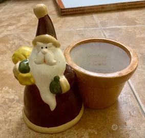 Portavaso natalizio Babbo Natale in ceramica