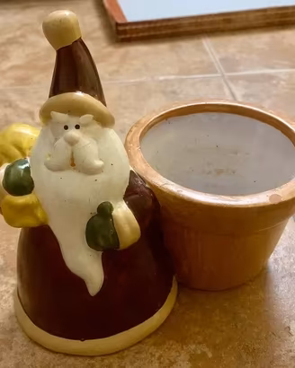 Portavaso natalizio Babbo Natale in ceramica