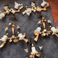 Lotto applique in ferro battuto e vetro