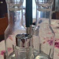 set oliera/acetiera e sale/pepe in vetro e acciaio