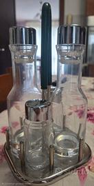set oliera/acetiera e sale/pepe in vetro e acciaio