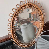 specchio in vimini vintage 