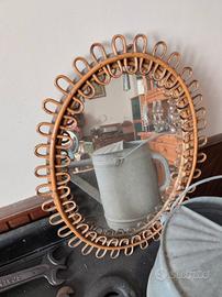 specchio in vimini vintage 