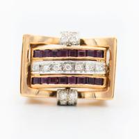 Anello con diamanti, rubini e zaffiri reversibile