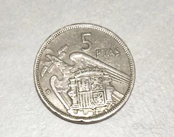 Moneta spagnola 5 Ptas del 1957