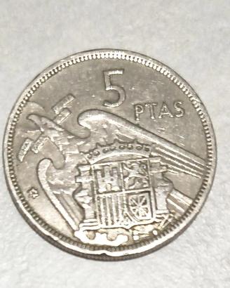 Moneta spagnola 5 Ptas del 1957