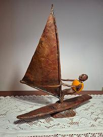 Scultura di Windsurfista in rame 