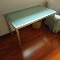 scrivania in vetro e acciaio 70x120x73