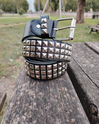 cintura borchiata stile punk rock ecopelle 115cm
