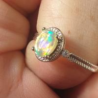 Anello argento 925 con opale Welo qualità AA 