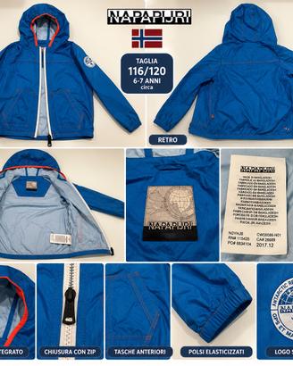 Giubbotto Napapijri bambino blu con cappuccio