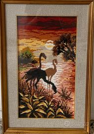 Quadro ricamato a mano a punto croce con cornice