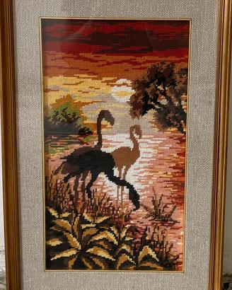 Quadro ricamato a mano a punto croce con cornice