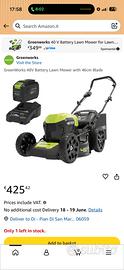 GreenWorks 48V Batteria tagliaerba 46cm lama