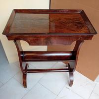 Tavolino fine '800 in mogano con ripiano a vassoio