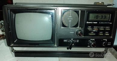 Radio fm/am orologio tv portatile crown anni 70