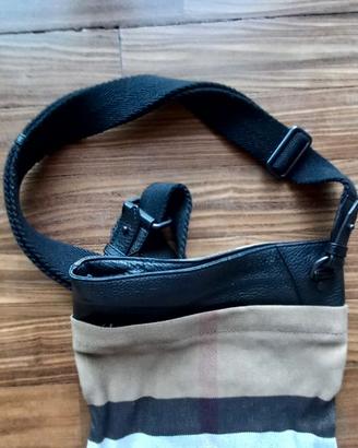 Borsa Burberry a tracolla in pelle e tessuto