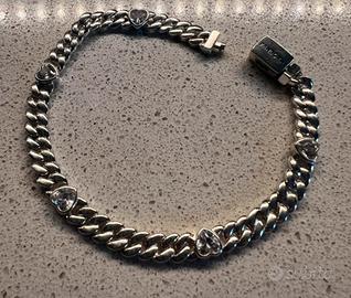 Bracciale catena maglia cubana cuori