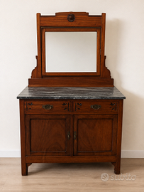 Mobile toeletta in legno con specchio e marmo