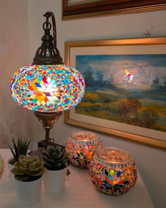 lampada da tavolo originale turca e portacandele