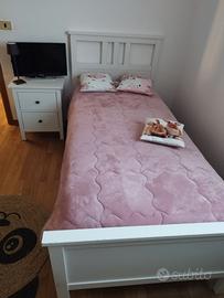 Letto singolo+comodini bianco