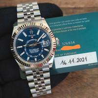 Rolex sky dweller 326934 blu jubilee 2021 full set