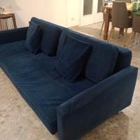 Divano in velluto blu, marca RETEX, 3 posti